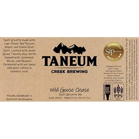 Taneum Wild Goose Chase Spelt Grisette Ale
