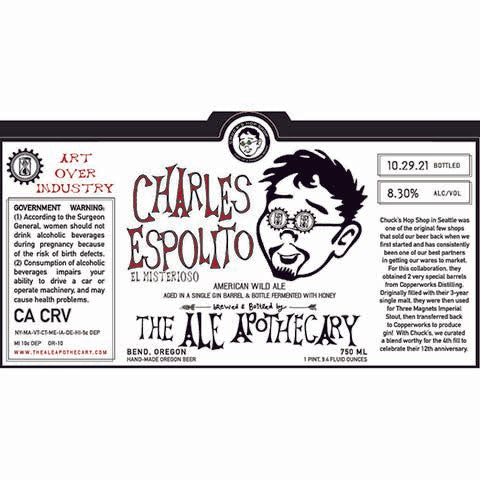 The Ale Apothecary Charles Espolito El Misterioso Wild Ale