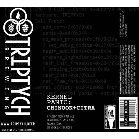 Triptych Kernel Panic: Chinook+Citra IPA