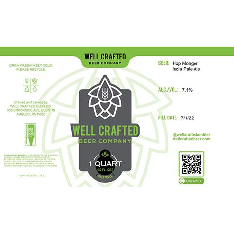 Well Crafted Hop Monger IPA