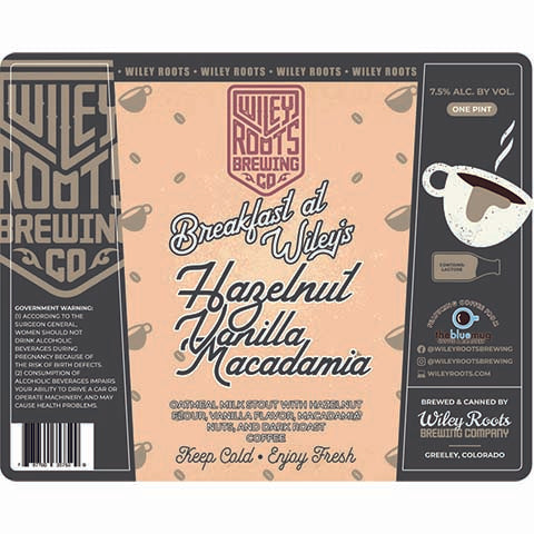 Wiley Roots Breakfast at Wiley's Hazelnut Vanilla Macadamia Milk Stout
