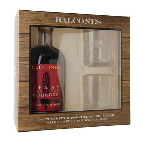 Balcones Texas Pot Still Straight Bourbon Whisky Gift Box w/Rocks Glasses