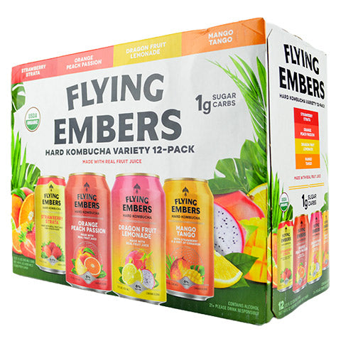 Flying Embers Tropical Hops Variety Pack Hard Kombucha Box