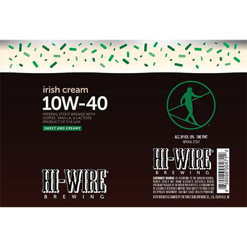 Hi-Wire Irish Cream 10W-40 Imperial Stout