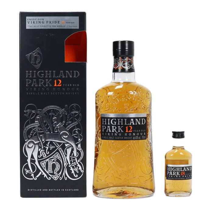 Highland Park 12 Year Old Viking Honour + 18 Year Old Viking Pride (50ml) Single Malt Scotch Whiskey Gift Pack