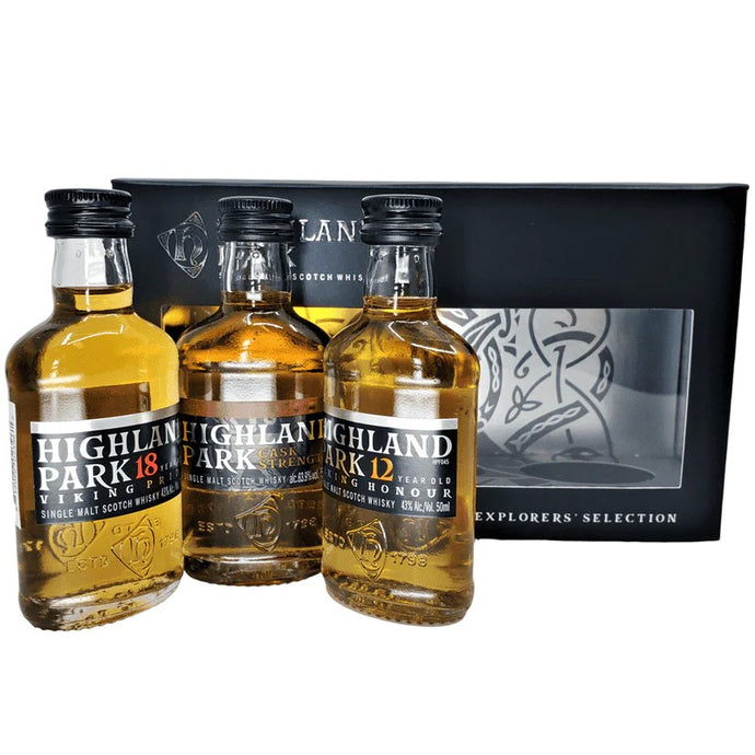 Highland Park 'Explorers Selection' 12 Year-Cask Strength-18 Year Single Malt Scotch Whisky 3-Pack (50ml) Gift Set