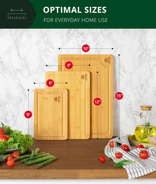 Set of 3 Bamboo Cutting Boards by Royal Craft Wood