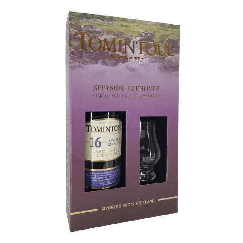 Tomintoul 16 Year Old Speyside Single Malt Scotch Whisky w/ Glass Gift Set