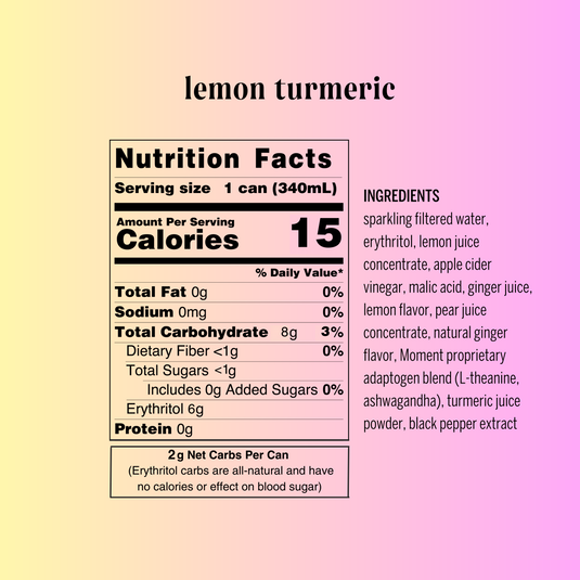 lemon turmeric adaptogen drink (12-pack) by Moment | Drink Your Meditation