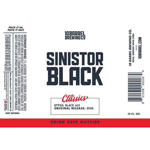 10 Barrel Sinistor Black Ale