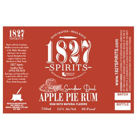 1827 Spirits Sandbar Duel Apple Pie Rum