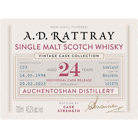 A.D. Rattray Auchentoshan Aged 24 Years Single Malt Scotch Whisky