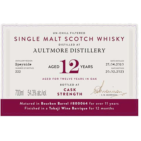 A.D. Rattray Aultmore Aged 12 Years Single Malt Scotch Whisky