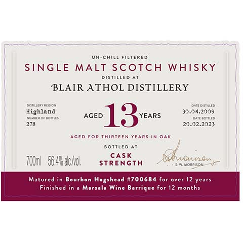 A.D. Rattray Blair Athol Aged 13 Years Single Malt Scotch Whisky