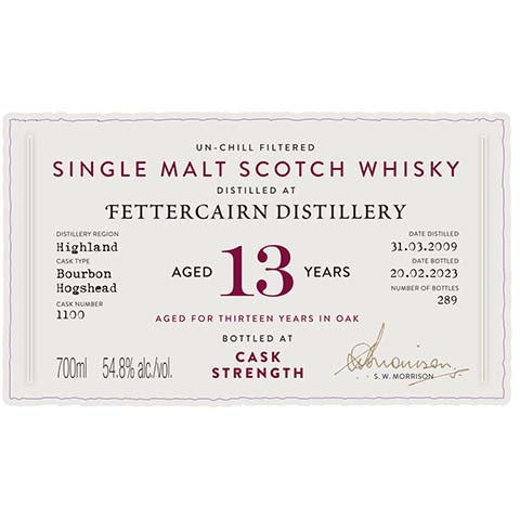 A.D. Rattray Fettercairn Aged 13 Years Single Malt Scotch Whisky
