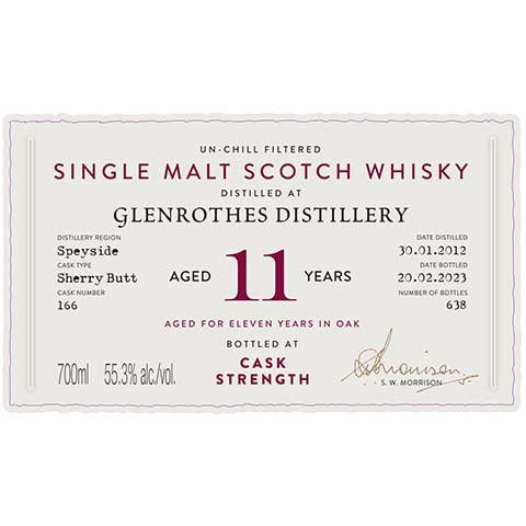 A.D. Rattray Glenrothes Aged 11 Years Single Malt Scotch Whisky