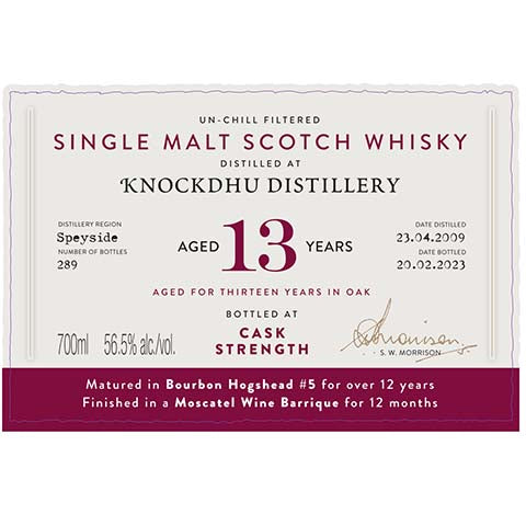 A.D. Rattray Knockdhu Aged 13 Years Single Malt Scotch Whisky