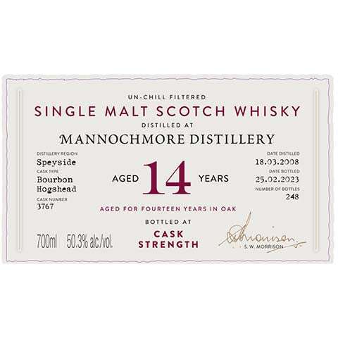 A.D. Rattray Mannochmore Aged 14 Years Single Malt Scotch Whisky