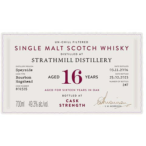 A.D. Rattray Strathmill Aged 16 Years Single Malt Scotch Whisky