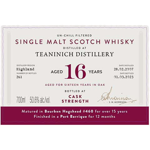 A.D. Rattray Teaninich Aged 16 Years Single Malt Scotch Whisky