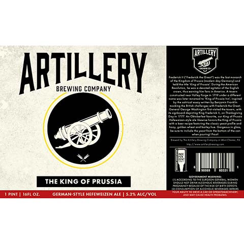 Artillery-The-King-Of-Prussia-German-Style-Hefeweizen-Ale-16OZ-CAN