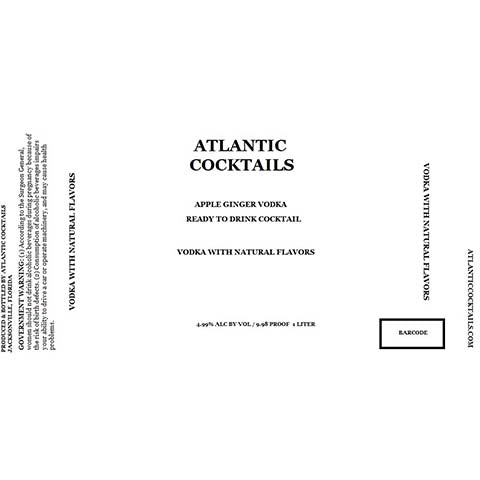 Atlantic Cocktails Apple Ginger Vodka