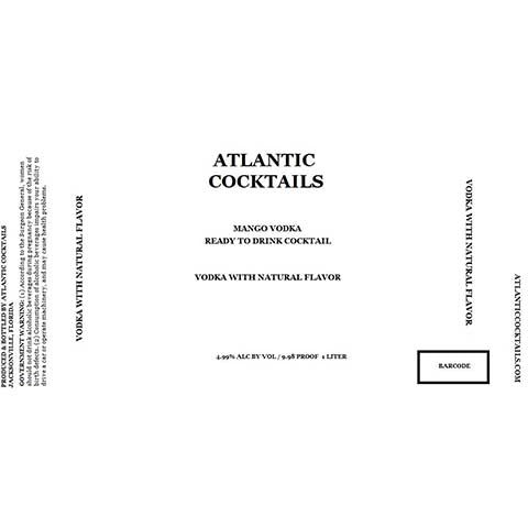 Atlantic Cocktails Mango Vodka