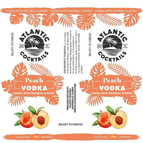 Atlantic Cocktails Peach Vodka