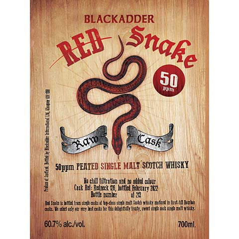 Blackadder Red Snake Peated Single Malt Scotch Whisky