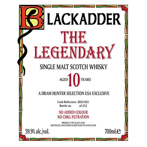 Blackadder The Legendary Aged 10 Years Single Malt Scotch Whisky
