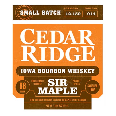 Cedar-Ridge-Sir-Maple-Iowa-Bourbon-Whiskey-750ML-BTL