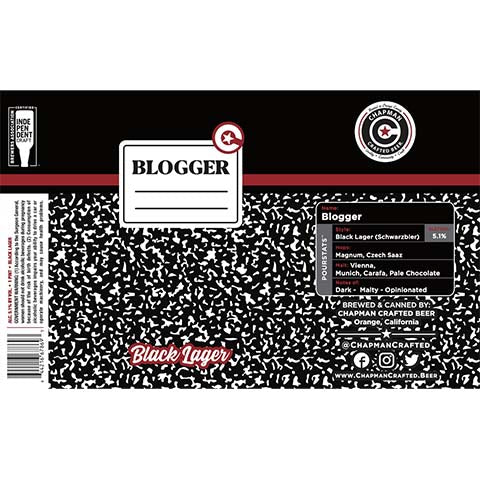 Chapman Crafted Blogger Black Lager