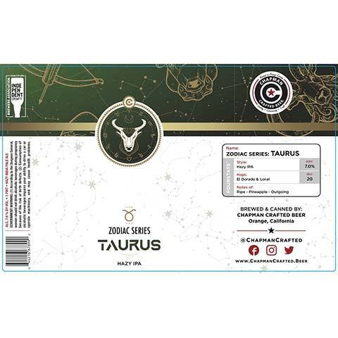 Chapman Crafted Zodiac Series Taurus Hazy IPA