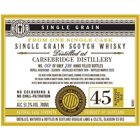 Douglas Laing Single Grain Carsebridge 45-Year-Old Scotch Whisky
