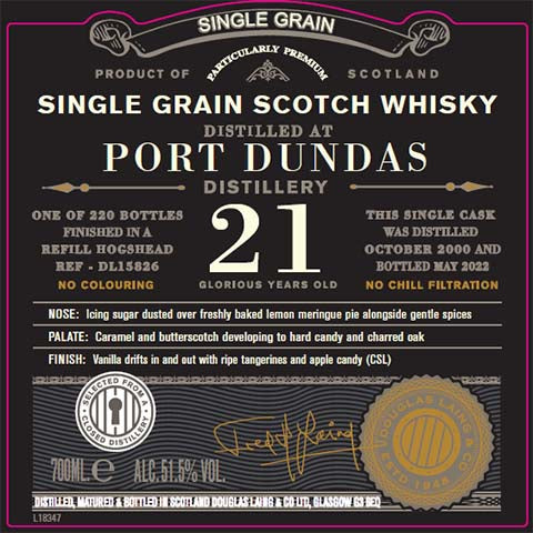 Douglas Laing Single Grain Port Dundas 21-Year-Old Scotch Whisky