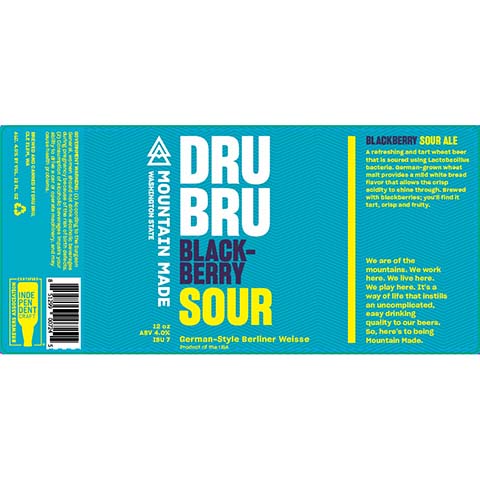 Dru Bru Blackberry Sour German Berliner Weisse Ale