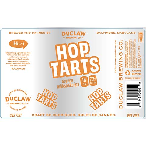 Duclaw Hop Tarts Orange Milkshake IPA