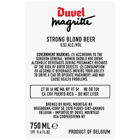Duvel Magritte Strong Blonde Beer