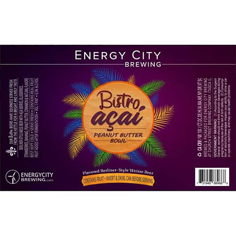 Energy City Bistro Acai Peanut Butter Bowl Sour