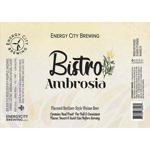 Energy City Bistro Ambrosia Berliner Weisse Beer