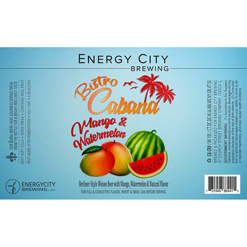 Energy City Bistro Cabana Mango & Watermelon Berliner Weisse Beer