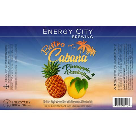 Energy City Bistro Cabana Pineapple & Passionfruit Berliner Weisse Beer