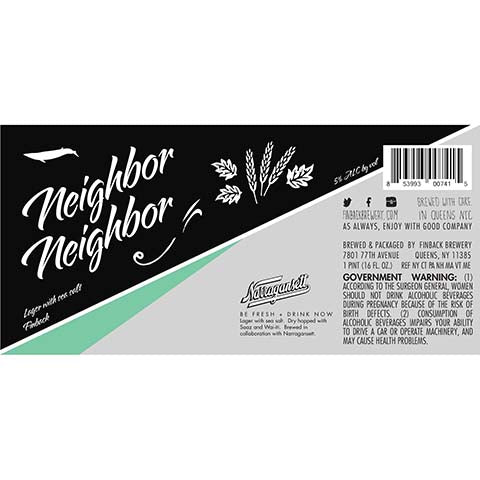 Finback Neighbor Neighbor Lager