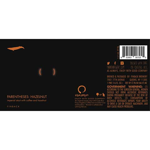 Finback Parentheses: Hazelnut Imperial Stout