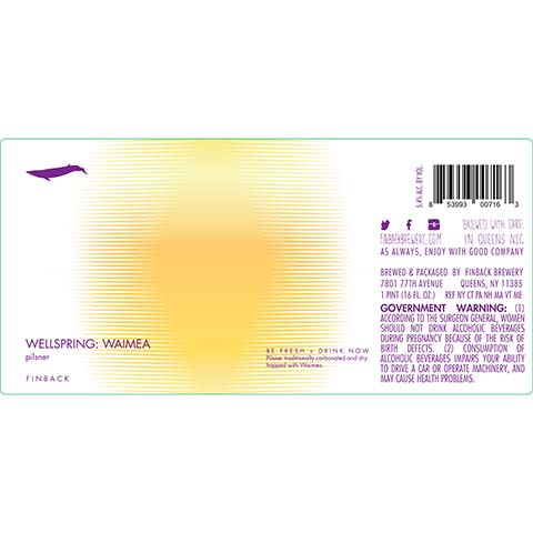 Finback Wellspring: Waimea Pilsner