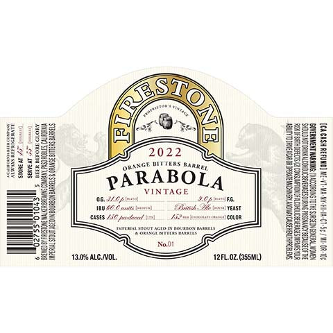 Firestone Walker Orange Bitters Barrel Parabola Imperial Stout 2022