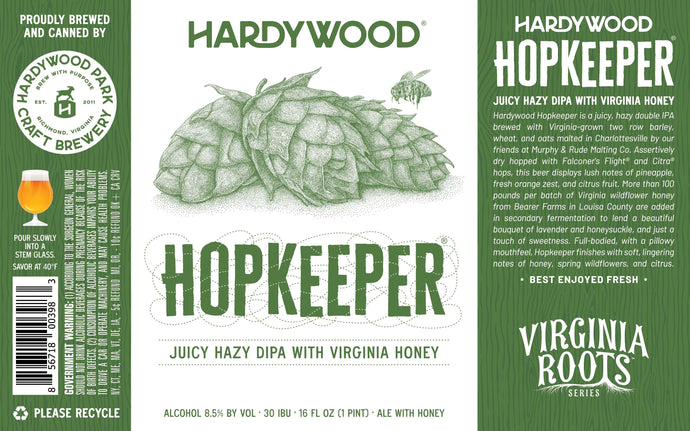Hardywood Hopkeeper Juicy Hazy DIPA With Virginia Honey