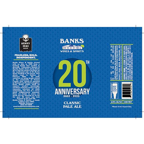 Heavy Seas/Banks 20th Anniversary Classic Pale Ale