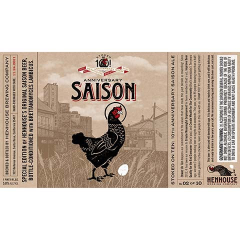 HenHouse Stoked On Ten: 10th Anniversary Saison Ale