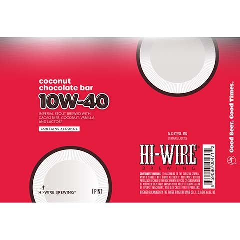 Hi-Wire Brewing Coconut Chocolate Bar 10W-40 Imperial Stout